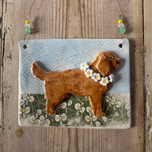Load image into Gallery viewer, Decorative wall hanging with a brown dog illustration on a textured background