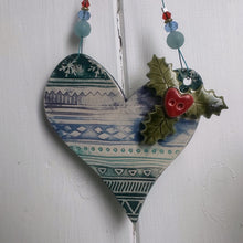 Load image into Gallery viewer, Festive Fairisle Heart Decoration
