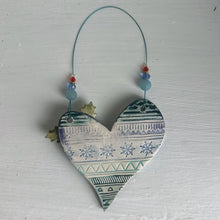 Load image into Gallery viewer, Festive Fairisle Heart Decoration