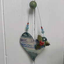 Load image into Gallery viewer, Festive Fairisle Heart Decoration