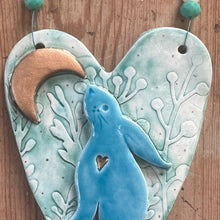 Load image into Gallery viewer, Hare on a heart, ceramic decoration