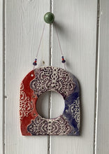 Load image into Gallery viewer, Ceramic weaving frame purple and red