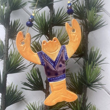 Load image into Gallery viewer, Ceramic Lobster in a purple tank top