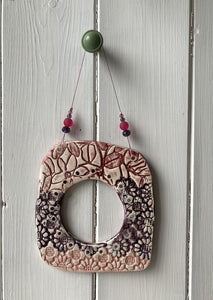 Ceramic weaving frame pink & purple