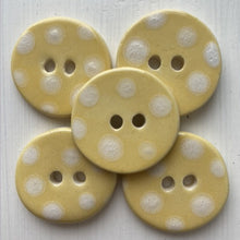Load image into Gallery viewer, Pale yellow 3cm ceramic buttons with white spots