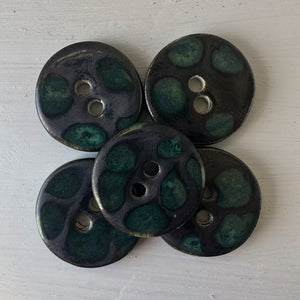 Pewter & Mint Polka Dot 3cm Button