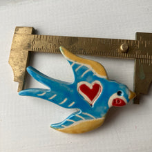 Load image into Gallery viewer, Ceramic Blue Bird Love Brooch