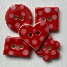 Load image into Gallery viewer, Red & White Polka Dot 3cm Buttons