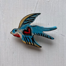 Load image into Gallery viewer, Ceramic Blue Bird Love Brooch