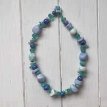 Load image into Gallery viewer, Pastel Blue &amp; Turquoise Chunky Ceramic Necklace
