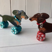 Load image into Gallery viewer, Wind Blown Dachshund "Woof on Wheels"