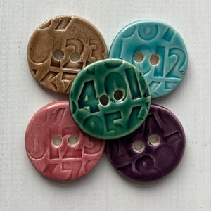Number Embossed 3cm Button