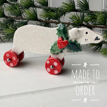 Load image into Gallery viewer, Festive Polar Bear on Wheels