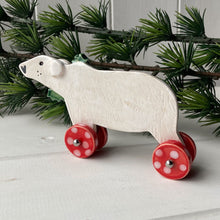Load image into Gallery viewer, Festive Polar Bear on Wheels