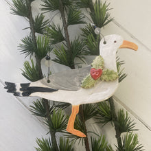 Load image into Gallery viewer, Large ceramic hanging festive seagull decoration