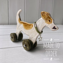 Load image into Gallery viewer, White & Tan Jack Russell Terrier "Woof on Wheels"