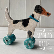 Load image into Gallery viewer, Tall Jack Russell "Woof on Wheels"