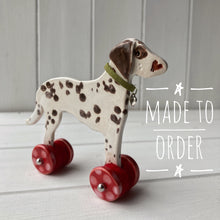 Load image into Gallery viewer, Liver Dalmatian "Woof on Wheels"