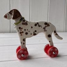 Load image into Gallery viewer, Liver Dalmatian "Woof on Wheels"