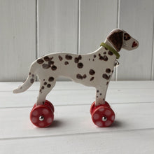 Load image into Gallery viewer, Liver Dalmatian "Woof on Wheels"
