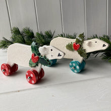 Load image into Gallery viewer, Festive Polar Bear on Wheels