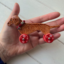 Load image into Gallery viewer, Red Dachshund "Woof on Wheels"