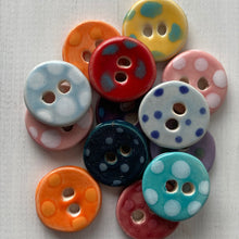 Load image into Gallery viewer, Single Small Spotty Dotty Round Buttons 22mm