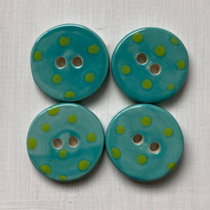Aqua & Lime Polka Dot 3cm Buttons