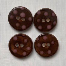 Load image into Gallery viewer, Chocolate &amp; Pink Polka Dot 3cm Buttons

