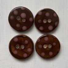 Load image into Gallery viewer, Chocolate & Pink Polka Dot 3cm Buttons