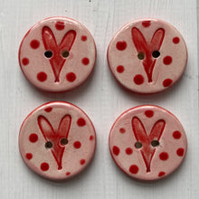 Load image into Gallery viewer, Love Heart 3cm Buttons