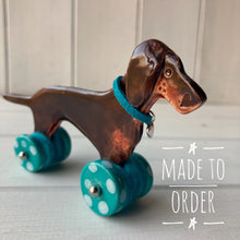 Load image into Gallery viewer, Chocolate & Tan Dachshund "Woof on Wheels"
