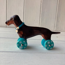 Load image into Gallery viewer, Tan Dachshund &quot;Woof on Wheels&quot;
