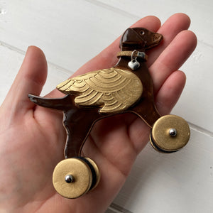 Black or Chocolate, Winged Labrador  "Woof on Wheels" Ceramic Ornament.