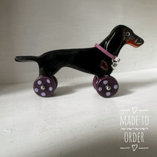 Load image into Gallery viewer, Black &amp; Tan Dachshund &quot;Woof on Wheels&quot;
