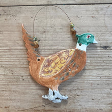 Load image into Gallery viewer, Decorative ceramic pheasant wall art on a wooden surface
