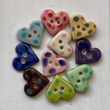 Load image into Gallery viewer, Single Small Spotty Heart Buttons 22mm
