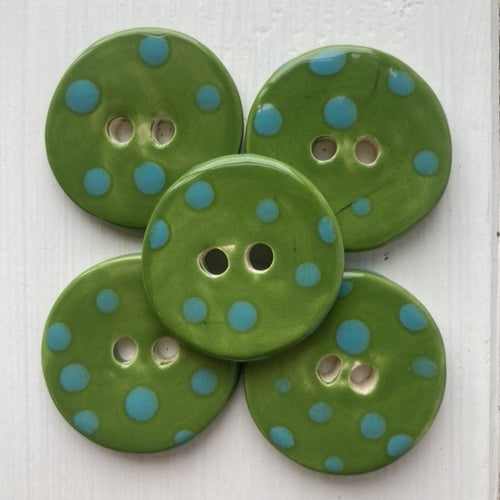 Green & turquoise ceramic 3cm button
