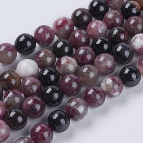 Tourmaline 10mm round beads in strands