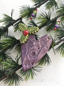 Festive Whippet Heart Decorations - Made to Order