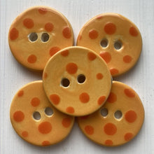 Load image into Gallery viewer, Orange polkadot 3cm ceramic button

