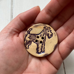 Terrier Ceramic Dog Buttons 4.5cm