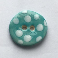 Load image into Gallery viewer, Aqua and white spotty ceramic 3cm button
