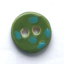 Load image into Gallery viewer, Green &amp; turquoise ceramic 3cm button
