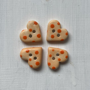 Single Small Spotty Heart Buttons 22mm