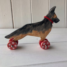 Load image into Gallery viewer, Alsatian German Shepherd - Woof on Wheels- Ceramic Ornament
