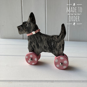 Black Cairn Terrier "Woof on Wheels"