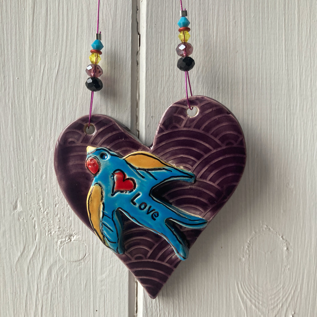 Bluebird, love heart decoration