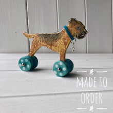 Load image into Gallery viewer, Border Terrier &quot;Woof on Wheels&quot; with sticky up ears
