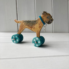 Load image into Gallery viewer, Border Terrier &quot;Woof on Wheels&quot; with sticky up ears
